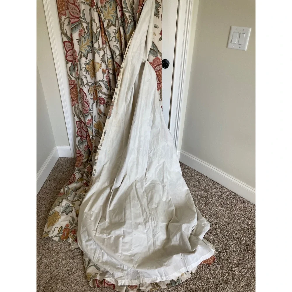 Pottery Barn Cynthia Palampore Print Linen Cotton Lined Curtain Panels 5-50x96